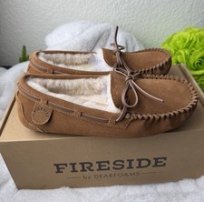 Dearfoams Women's Fireside Water Resistant Shearling Victoria Moc Slippers, sz 8