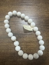 Elastic Czech Glass White Beaded Stretch Bracelet Vintage Free Shipping