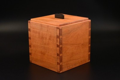 Wood dovetail box made from CHERRY with Black Ebony pull jewelry gift treasure