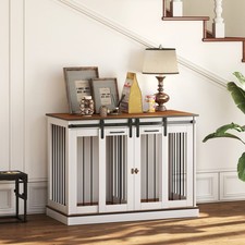 Image of PawHut Dog Crate Furniture for Large Dogs, Double Dog Cage for Small Dogs, White