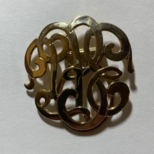 Vintage Monogram Scarf Clip Gold-tone