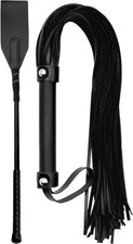 Leather Riding Crop for Adult Play, Faux Leather Riding Flogger Whip Black 18" f