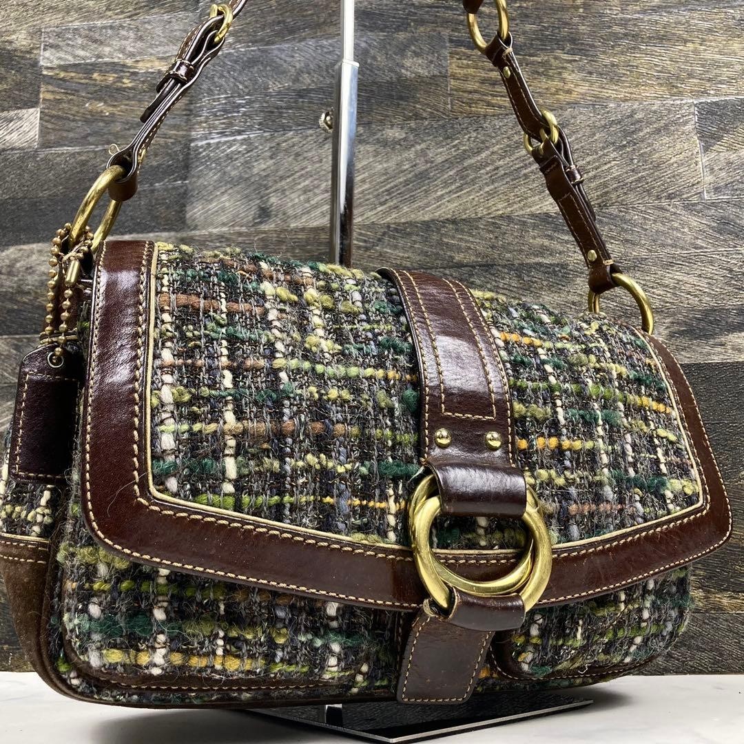 Extreme Coach Mixed Tweed Leather Alpaca Silk Accessory Pouch 953797