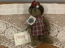 Boyd's Bears Lizzie Wishkabibble. New with tags. 10” Tall. Plaid Dress and Hat.