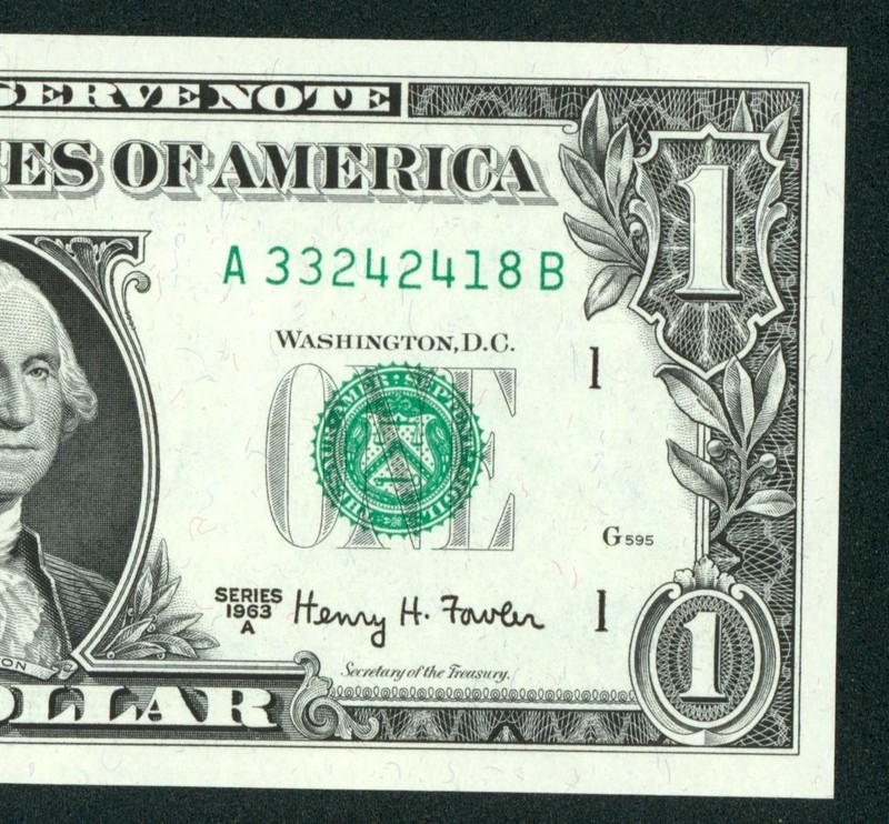 $1 1963 ((CHOICE/ GEM)) Federal Reserve Note ** CURRENCY (3rd of 4 consecutive)