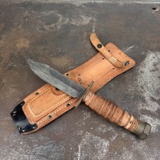 Vtg ONTARIO MIL-K-8662E Pilot Survival Knife w/ Leather Sheath & Stone - 1979