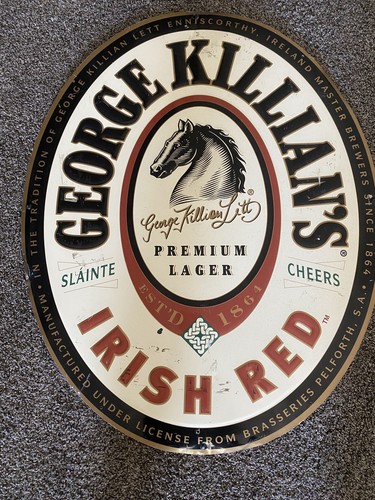 VTG 1999 George Killian's Irish Red "Slainte" Doubled Sided Embossed Beer Sign - Picture 2 of 4