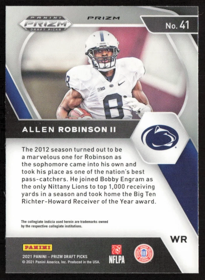 2021 Panini Prizm Draft Red Pulsar Allen Robinson II #41 Penn St. - Image 2 of 2