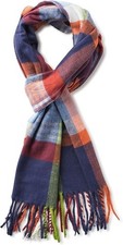 VERONZ Super Soft Classic Cashmere Feel Winter Scarf Light Blue Navyplaid