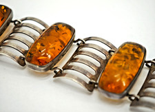 schönes Designer Armband Armreif Bernstein Amber Vintage Fischland 835 Silber