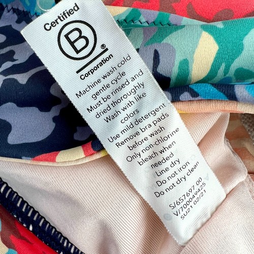 Athleta A-C Longline Plunge Floral Printed Bikini Top Sz M Bora Red Blue Yellow - Picture 6 of 8