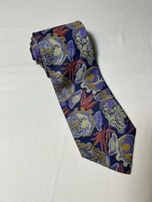 Claiborne Mens Silk Necktie Multicolor Abstract Made In USA 4”x58”