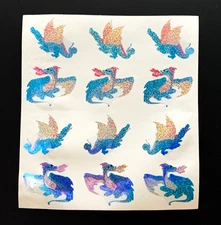 RARE! DRAGON MISPRINT COLOR uncut MRS GROSSMAN's prism prismatic sticker GLITTER