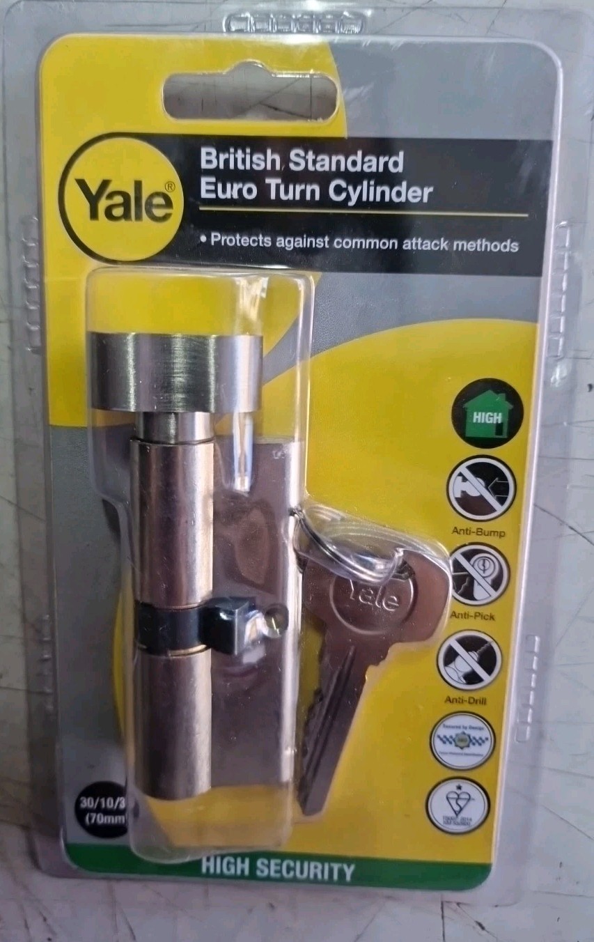 Yale Satin Nickel-plated Single Euro Thumbturn Cylinder lock 30/30, (L)70mm