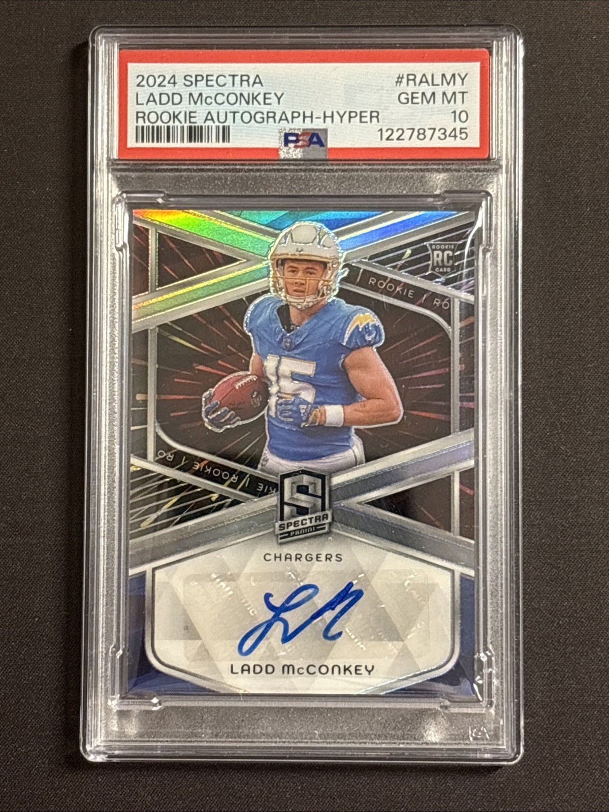 Ladd McConkey Panini Spectra Rookie Autographs #RALMY Hyper