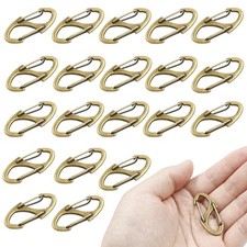 20 Pieces S Spring Snap Hook, Keychain Hook Metal Carabiner Clip, 1.6"-Brass