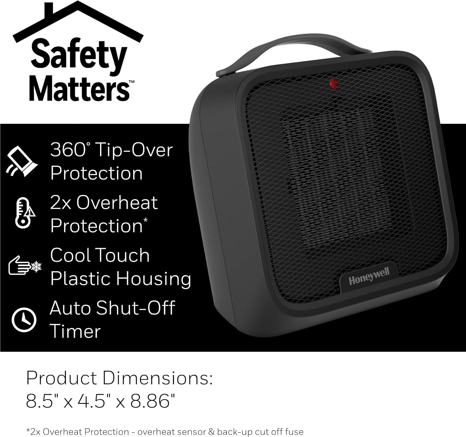 Uberheat plus Ceramic Space Heater for Small Rooms, Quiet, Compact Personal Heat