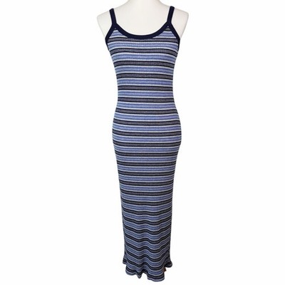 Vintage Y2K Maxi Dress Womens Small Blue Fairy Grunge Bodycon 90s Striped  Long | eBay