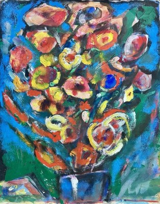 Degner, Arthur- expressiver  Blumenstrauß  Öl/Velin, signiert.