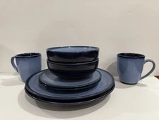 Vintage Sango Nova Blue Place Setting x2 GUC