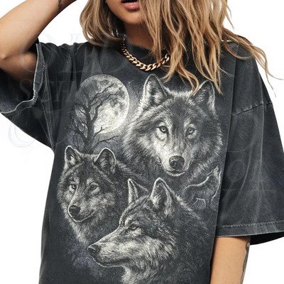 Wolf Vintage Graphic Style Comfort Tee Shirt Men Women Soft