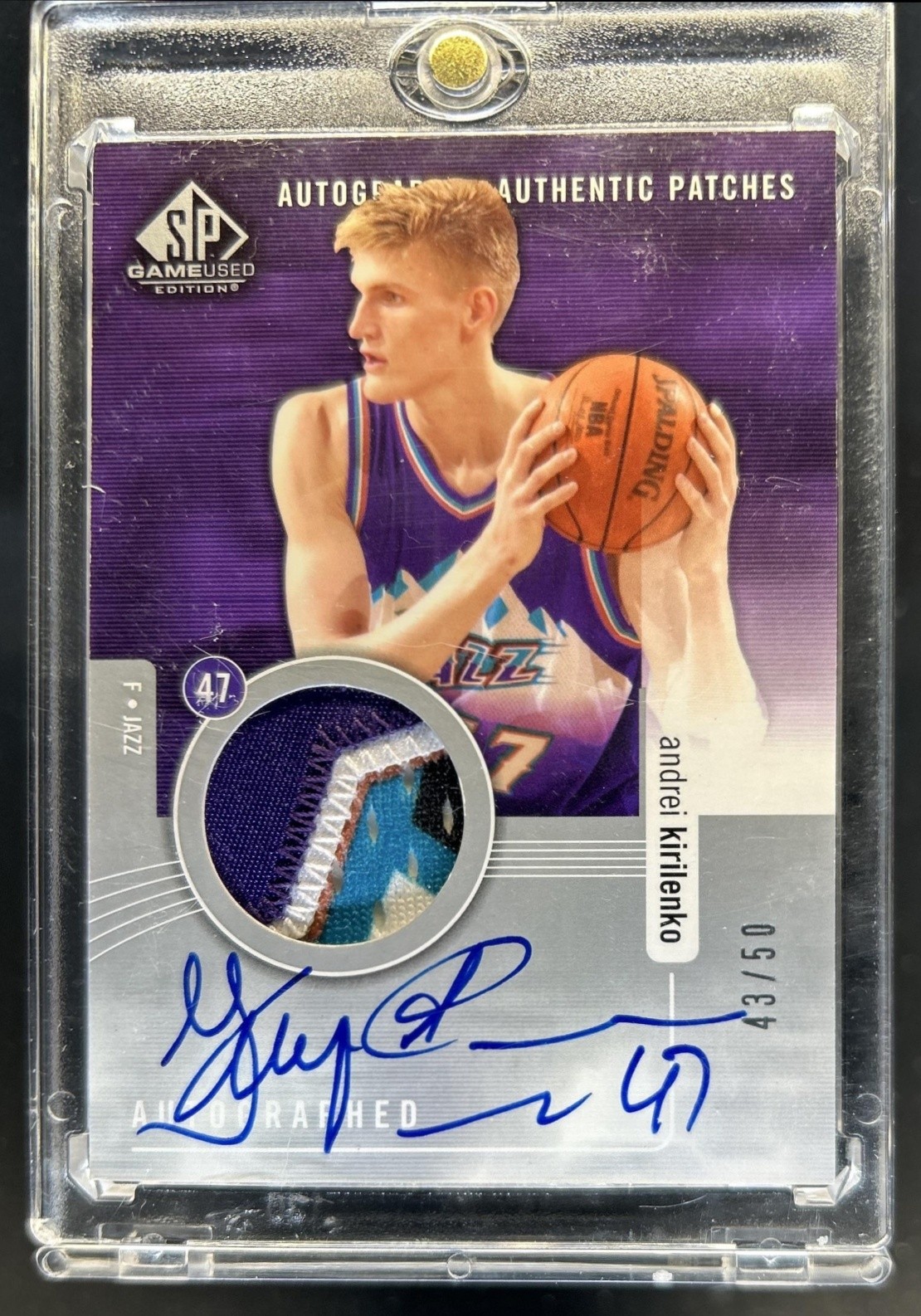 2004-05 SP Game Used Andrei Kirilenko Authentic Patches Auto Autograph #/50 Jazz