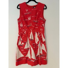 Maeve Sailboat Preppy Nantucket Red White Blue Patriotic Nautical Dress EUC Best