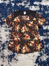 Disney Tooniforms Winnie the Pooh and Tigger Stretch V-Neck Scrub Top