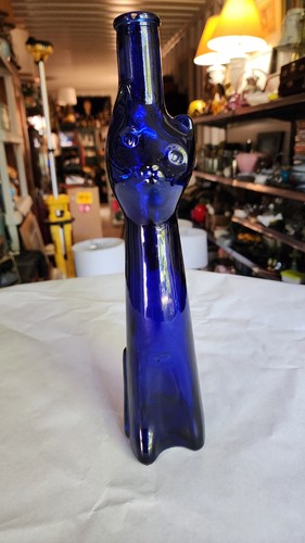 Royal Blue Happy Cat Weinflasche Kobaltblau 13"T - Bild 2 von 15