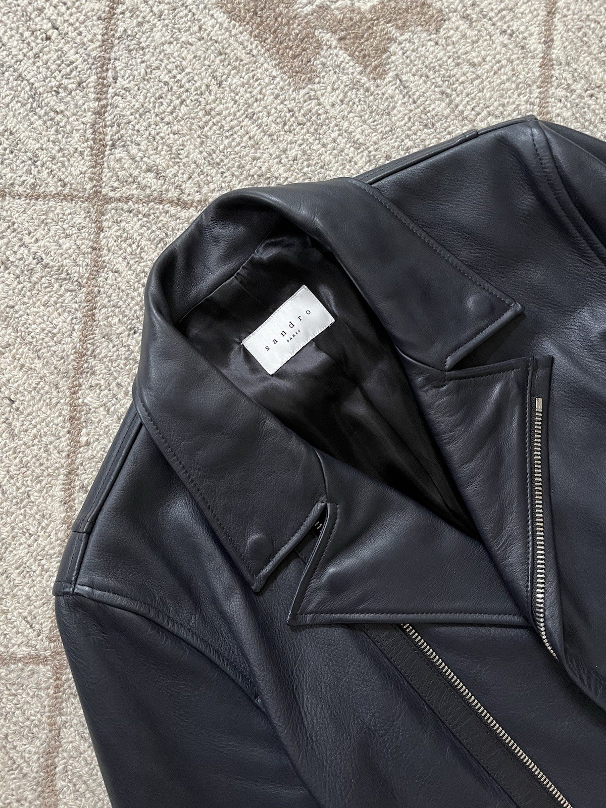 Sandro Leather Jacket Slim Small - image 5