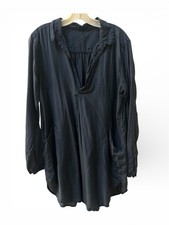 CP Shades Teton Silk Blend Gray Long Sleeve Tunic Top Oversized Women's