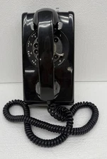 Vintage 1969 Bell Systems Black Rotary Wall Mount w/ Dbl Line Electric Telephone