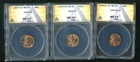 🔥 LINCOLN CENTS WHEAT BACKS (3) ANACS MS65 RED 1942-D, 1944,1947