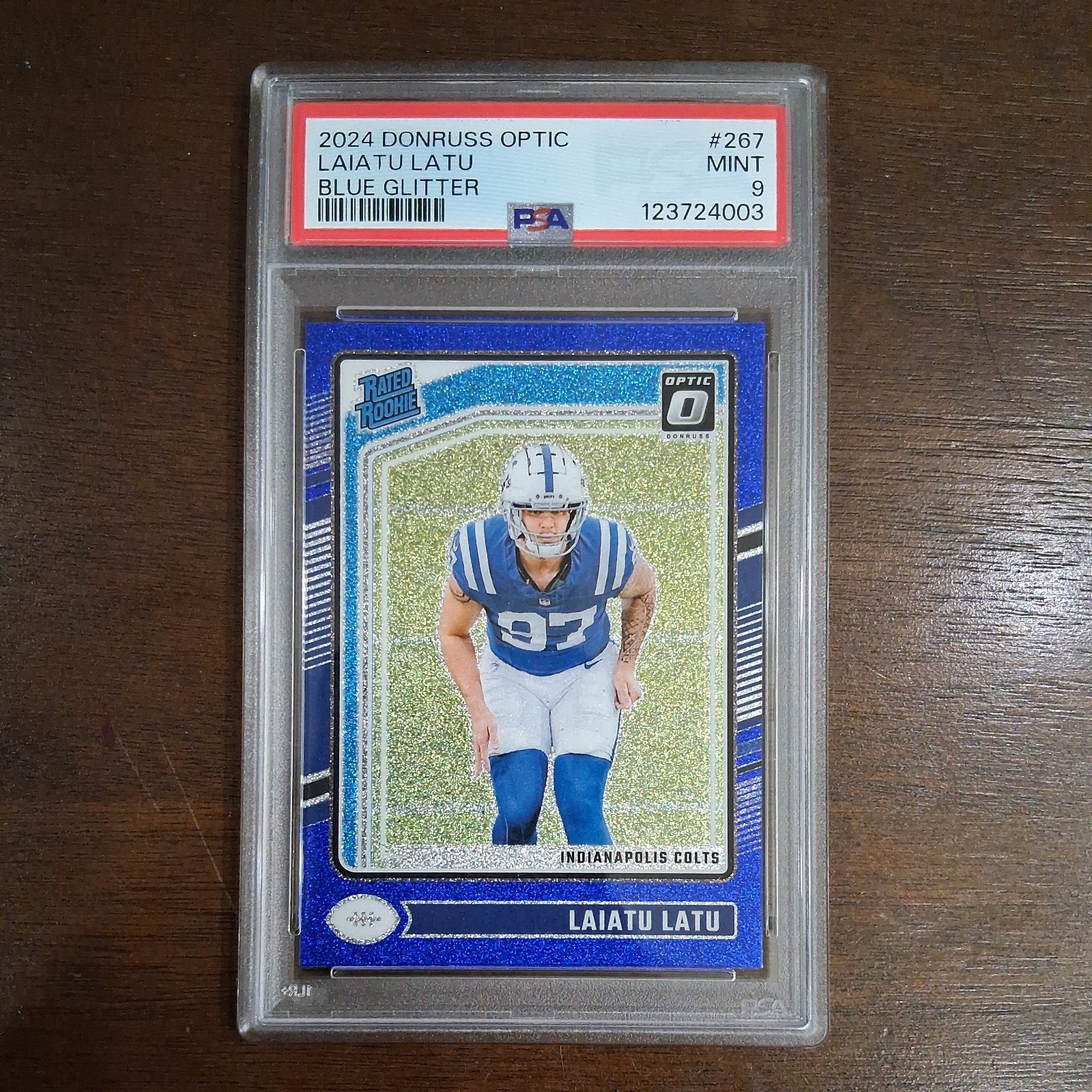 2024 Donruss Optic #267 Laiatu Latu Blue Glitter Rated Rookie Colts Color Match