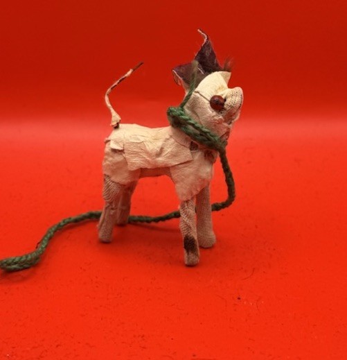 Old FOLK ART DOG ? Paper Mache Wire And Stick Legs FREE SHIPPING