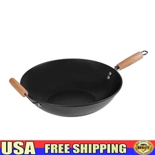 Non-Stick Carbon Steel Wok Easy Clean Non-Stick Cooking Pan Stir-Fry Meals New