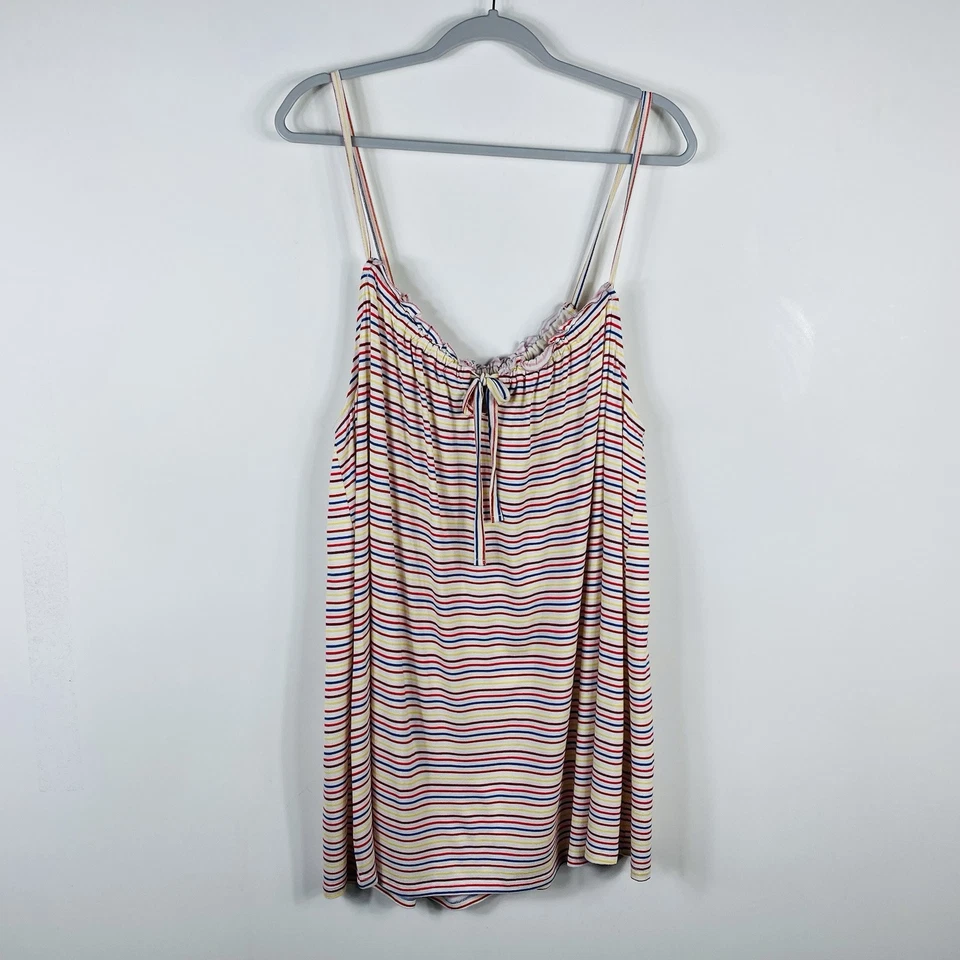 Top Lane Bryant Talla Grande 22 24 Rayas Cuello Corbata Sutil Columpio Cami Colorido Foto 3 de 4