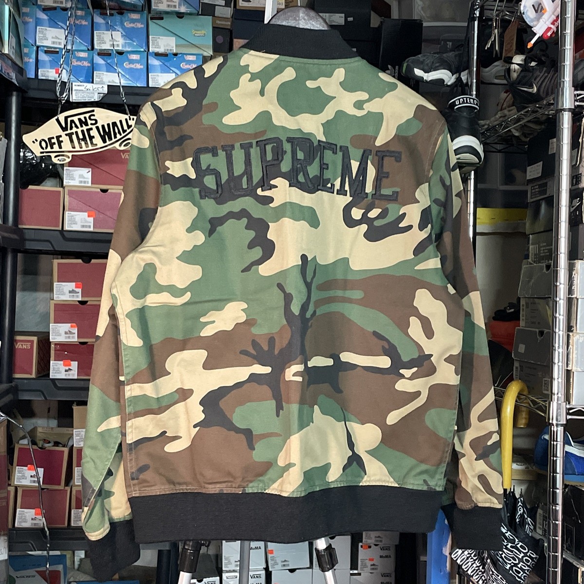 ジャケット・アウター supreme Varsity Camo Letterman Jacket Supreme x Mitchell & Ness® Camo Logo Varsity Jacket Black Mens XL