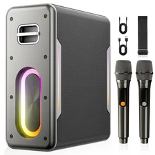 Karaoke Machine for Adults & Kids, Bluetooth Speaker Portable with 2 Wireless