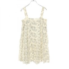 CHANEL COCO Mark button Dress M9740 cotton White Gray Used Women size 36