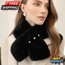 1pc Wool Neck Warmer Women Neck Scarf Faux Fur Collar Winter Warm Fluffy Shawl