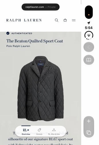 New Polo Ralph Lauren The Beaton Quilted Jacket Size Large L Black Sport Blazer  image 8