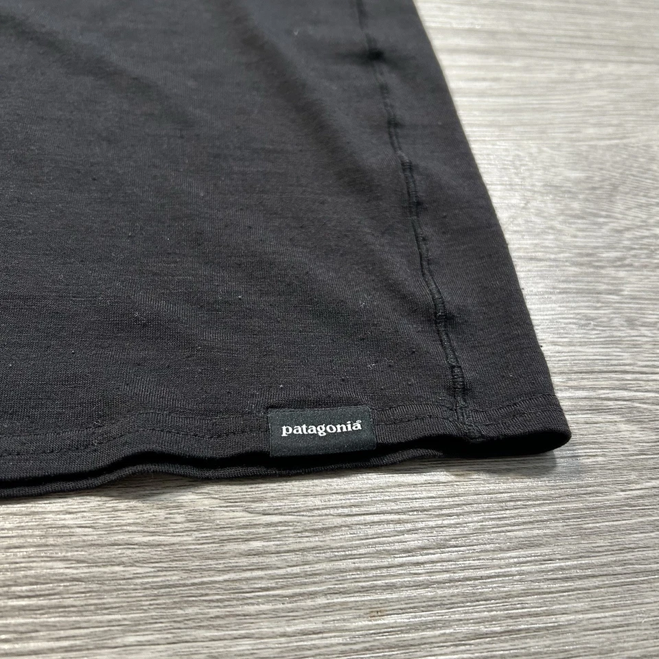 Мужская футболка Patagonia шерсть мериноса короткий рукав вырез лодочкой большая черная футболка для походов - Изображение 3 из 4