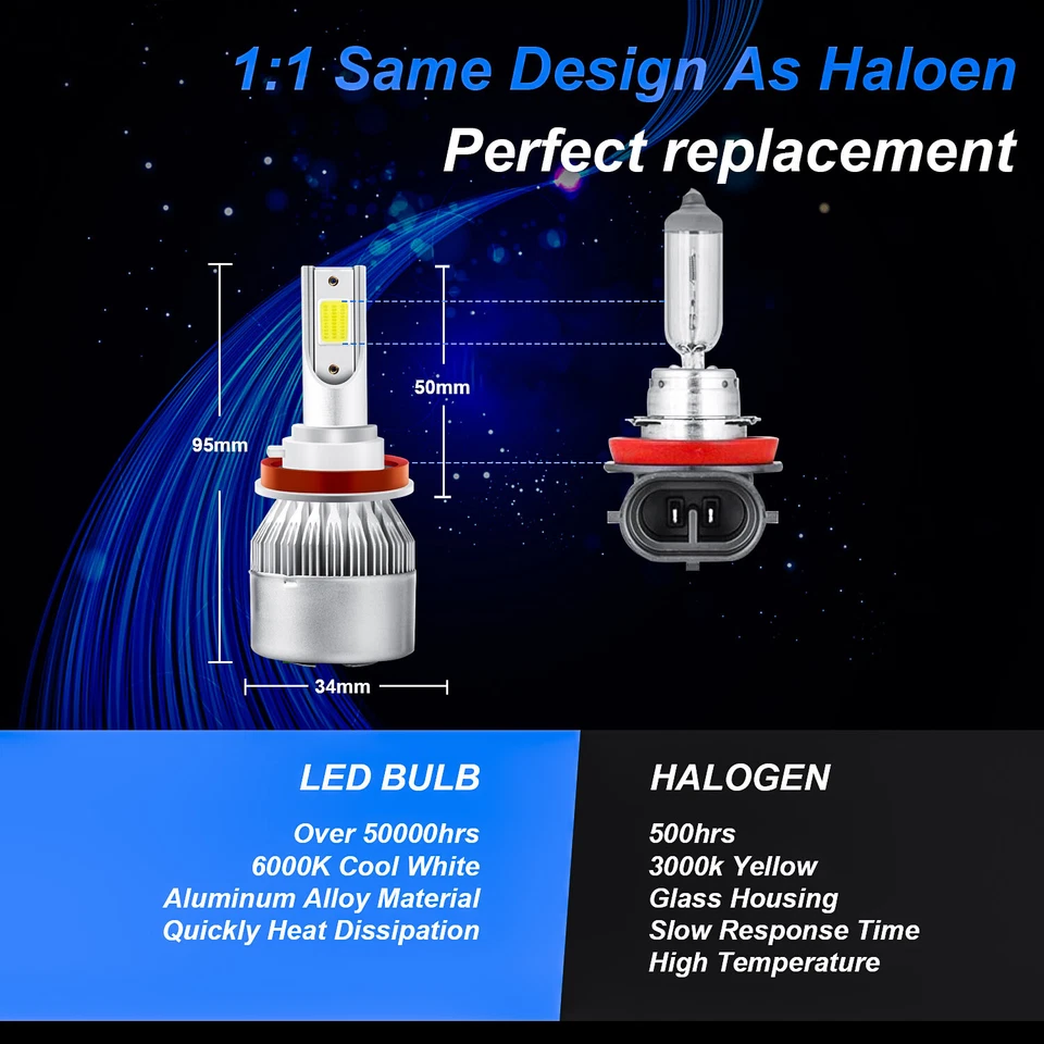 For 2007-2018 Nissan Altima Combo LED Headlight + Fog light bulbs Kit 6000k - Image 2 of 4