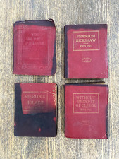 Lot of 4 Vintage Red Little Leather Library Books: Sherlock Holmes Kipling Wilde