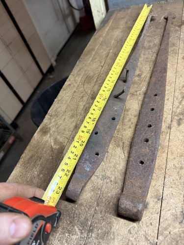 Blacksmith Forged Wrought Iron Primitive Spade Rat Tail Barn Door Strap Hinges - 第 8/11 張圖片