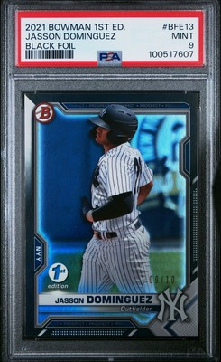  FIRE 9/10! 2021 Bowman 1st Black Jasson Dominguez POP 1 ZERO Higher PSA 9!! 