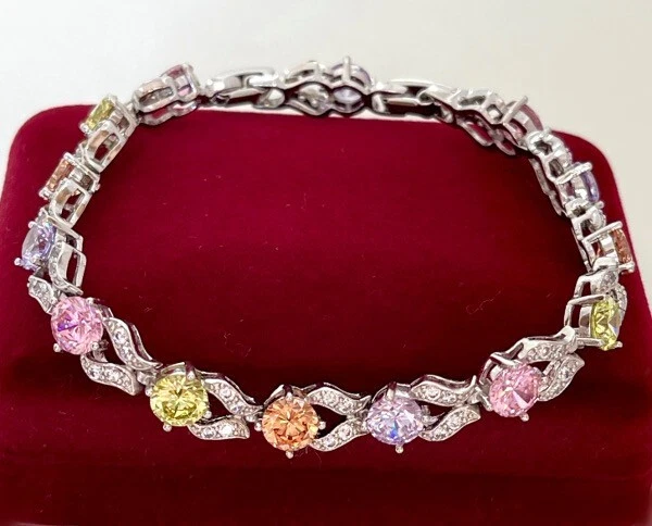 Luxus Tennis Armband Zirkonia Kristalle 750er Weißgold 18K vergoldet 17,5-19 cm - Bild 2 von 4