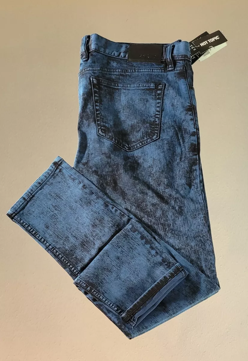 Men s Hot Topic Rude Denim Blue Acid Wash Skinny Jeans Size 36x32