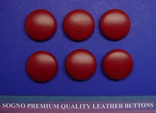 Set of 6 MADE IN USA 23mm (15/16") Oxblood-red leather covered jacket buttons 